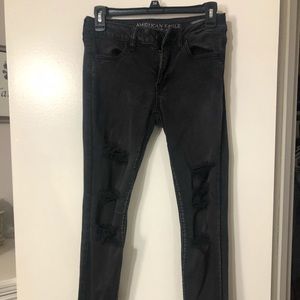 Black distressed american eagle jeans